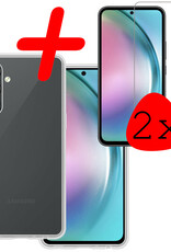 BASEY. Hoes Geschikt voor Samsung A54 Hoesje Siliconen Back Cover Case Met 2x Screenprotector - Hoesje Geschikt voor Samsung Galaxy A54 Hoes Cover Hoesje - Transparant