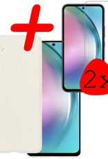 BASEY. Hoes Geschikt voor Samsung A54 Hoesje Siliconen Back Cover Case Met 2x Screenprotector - Hoesje Geschikt voor Samsung Galaxy A54 Hoes Cover Hoesje - Wit