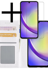NoXx Hoes Geschikt voor Samsung A34 Hoesje Book Case Hoes Flip Cover Wallet Bookcase Met Screenprotector - Wit