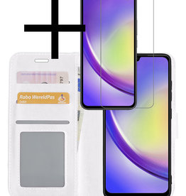 NoXx Samsung Galaxy A34 Hoesje Bookcase Wit Met Screenprotector