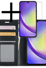 NoXx Hoes Geschikt voor Samsung A34 Hoesje Book Case Hoes Flip Cover Wallet Bookcase Met Screenprotector - Zwart