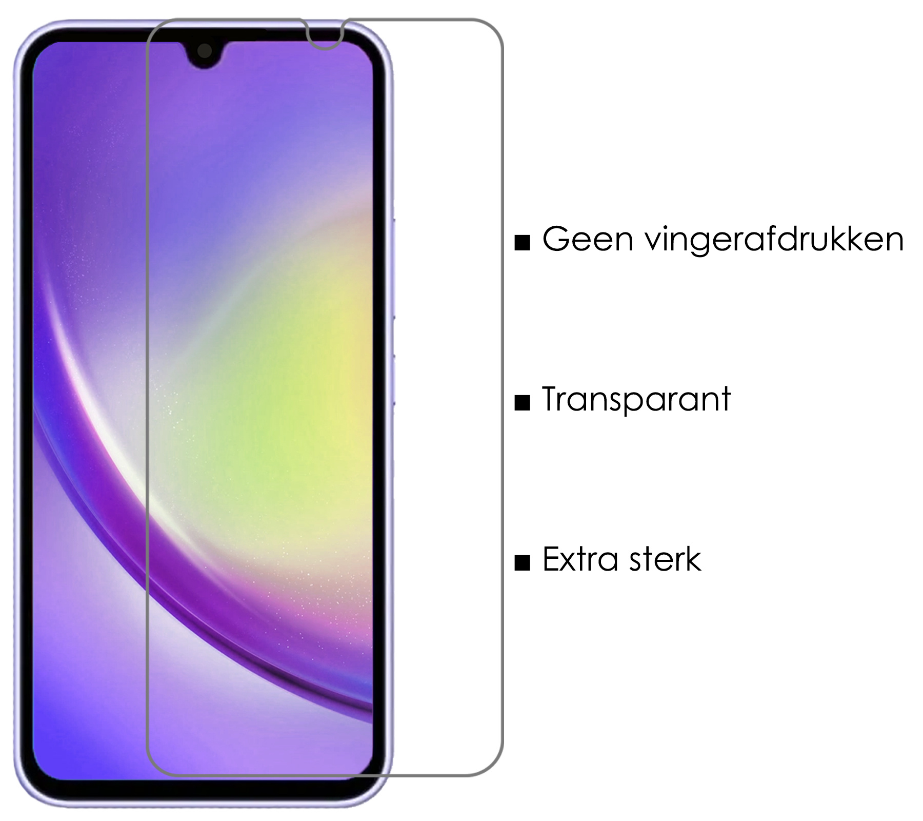 NoXx Hoes Geschikt voor Samsung A34 Hoesje Book Case Hoes Flip Cover Wallet Bookcase Met Screenprotector - Zwart