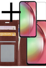 NoXx Hoes Geschikt voor Samsung A54 Hoesje Book Case Hoes Flip Cover Wallet Bookcase Met Screenprotector - Bruin