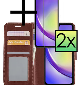 NoXx Samsung Galaxy A34 Hoesje Bookcase Bruin Met 2x Screenprotector