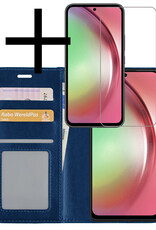 NoXx Hoes Geschikt voor Samsung A54 Hoesje Book Case Hoes Flip Cover Wallet Bookcase Met Screenprotector - Donkerblauw