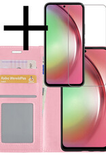 NoXx Hoes Geschikt voor Samsung A54 Hoesje Book Case Hoes Flip Cover Wallet Bookcase Met Screenprotector - Lichtroze
