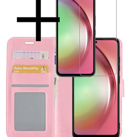 NoXx NoXx Samsung Galaxy A54 Hoesje Bookcase Lichtroze Met Screenprotector