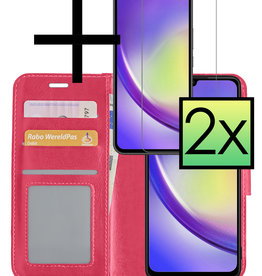 NoXx NoXx Samsung Galaxy A34 Hoesje Bookcase Donkerroze Met 2x Screenprotector