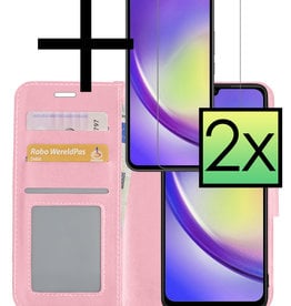 NoXx Samsung Galaxy A34 Hoesje Bookcase Lichtroze Met 2x Screenprotector
