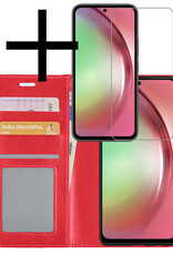 NoXx Hoes Geschikt voor Samsung A54 Hoesje Book Case Hoes Flip Cover Wallet Bookcase Met Screenprotector - Rood