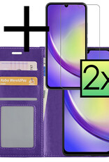 NoXx Hoes Geschikt voor Samsung A34 Hoesje Book Case Hoes Flip Cover Wallet Bookcase Met 2x Screenprotector - Paars