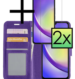 NoXx NoXx Samsung Galaxy A34 Hoesje Bookcase Paars Met 2x Screenprotector