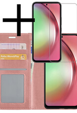 NoXx Hoes Geschikt voor Samsung A54 Hoesje Book Case Hoes Flip Cover Wallet Bookcase Met Screenprotector - Rosé goud