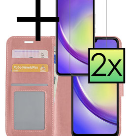 NoXx NoXx Samsung Galaxy A34 Hoesje Bookcase Rose Goud Met 2x Screenprotector