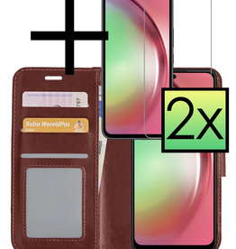 NoXx NoXx Samsung Galaxy A54 Hoesje Bookcase Bruin Met 2x Screenprotector