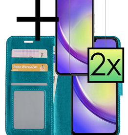 NoXx NoXx Samsung Galaxy A34 Hoesje Bookcase Turquoise Met 2x Screenprotector