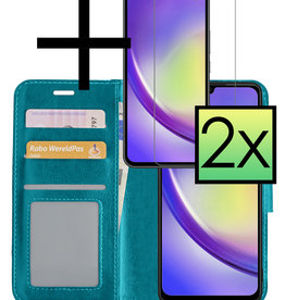 NoXx Samsung Galaxy A34 Hoesje Bookcase Turquoise Met 2x Screenprotector