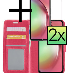 NoXx NoXx Samsung Galaxy A54 Hoesje Bookcase Donkerroze Met 2x Screenprotector