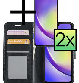 NoXx Samsung Galaxy A34 Hoesje Bookcase Zwart Met 2x Screenprotector