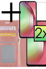 NoXx Hoes Geschikt voor Samsung A54 Hoesje Book Case Hoes Flip Cover Wallet Bookcase Met 2x Screenprotector - Rosé goud