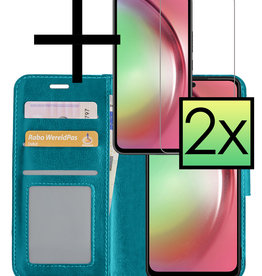 NoXx NoXx Samsung Galaxy A54 Hoesje Bookcase Turquoise Met 2x Screenprotector