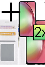 NoXx Hoes Geschikt voor Samsung A54 Hoesje Book Case Hoes Flip Cover Wallet Bookcase Met 2x Screenprotector - Wit