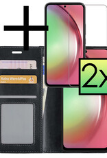 NoXx Hoes Geschikt voor Samsung A54 Hoesje Book Case Hoes Flip Cover Wallet Bookcase Met 2x Screenprotector - Zwart