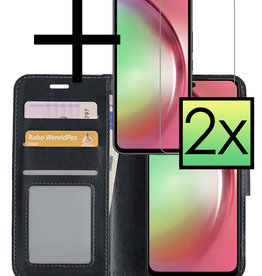 NoXx Samsung Galaxy A54 Hoesje Bookcase Zwart Met 2x Screenprotector