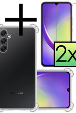 NoXx Hoes Geschikt voor Samsung A34 Hoesje Siliconen Cover Shock Proof Back Case Shockproof Hoes Met 2x Screenprotector - Transparant