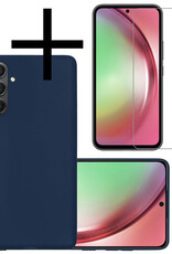 NoXx Hoes Geschikt voor Samsung A54 Hoesje Cover Siliconen Back Case Hoes Met Screenprotector - Donkerblauw