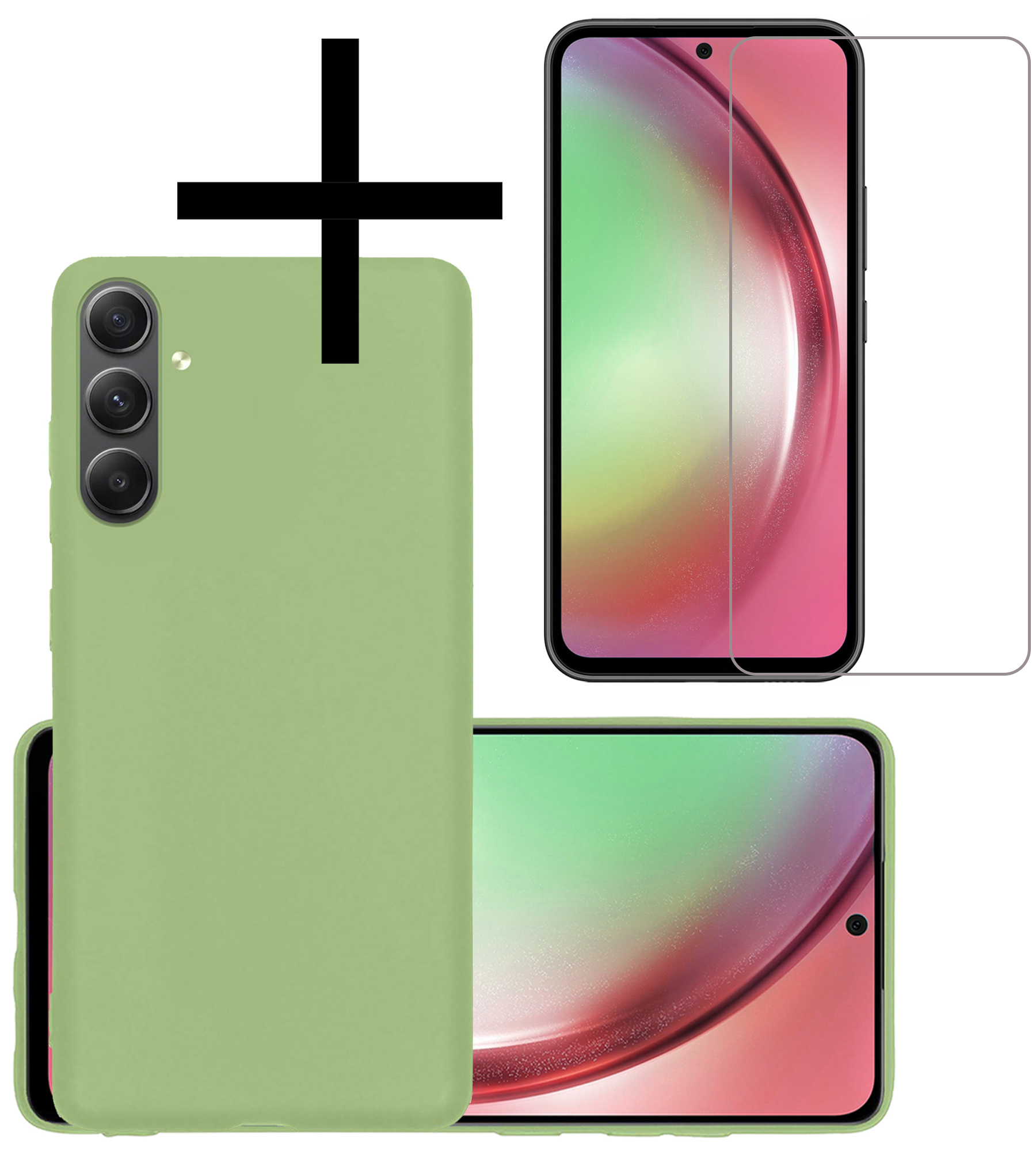 NoXx Hoes Geschikt voor Samsung A54 Hoesje Cover Siliconen Back Case Hoes Met Screenprotector - Groen