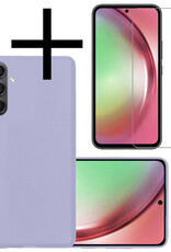 NoXx Hoes Geschikt voor Samsung A54 Hoesje Cover Siliconen Back Case Hoes Met Screenprotector - Lila