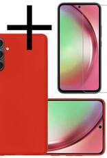 NoXx Hoes Geschikt voor Samsung A54 Hoesje Cover Siliconen Back Case Hoes Met Screenprotector - Rood