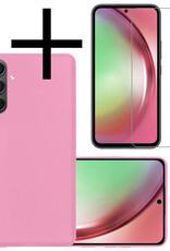 NoXx Hoes Geschikt voor Samsung A54 Hoesje Cover Siliconen Back Case Hoes Met Screenprotector - Lichtroze