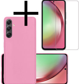 NoXx NoXx Samsung Galaxy A54 Hoesje Siliconen Met Screenprotector - Lichtroze