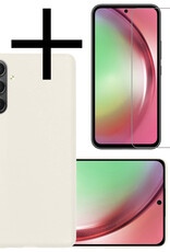 NoXx Hoes Geschikt voor Samsung A54 Hoesje Cover Siliconen Back Case Hoes Met Screenprotector - Wit