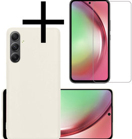 NoXx NoXx Samsung Galaxy A54 Hoesje Siliconen Met Screenprotector - Wit
