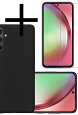 NoXx Hoes Geschikt voor Samsung A54 Hoesje Cover Siliconen Back Case Hoes Met Screenprotector - Zwart