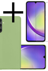 NoXx Hoes Geschikt voor Samsung A34 Hoesje Cover Siliconen Back Case Hoes Met Screenprotector - Groen