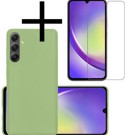 NoXx NoXx Samsung Galaxy A34 Hoesje Siliconen Met Screenprotector - Groen