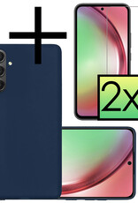 NoXx Hoes Geschikt voor Samsung A54 Hoesje Cover Siliconen Back Case Hoes Met 2x Screenprotector - Donkerblauw