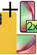 NoXx Hoes Geschikt voor Samsung A54 Hoesje Cover Siliconen Back Case Hoes Met 2x Screenprotector - Geel