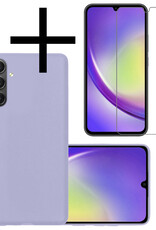 NoXx Hoes Geschikt voor Samsung A34 Hoesje Cover Siliconen Back Case Hoes Met Screenprotector - Lila