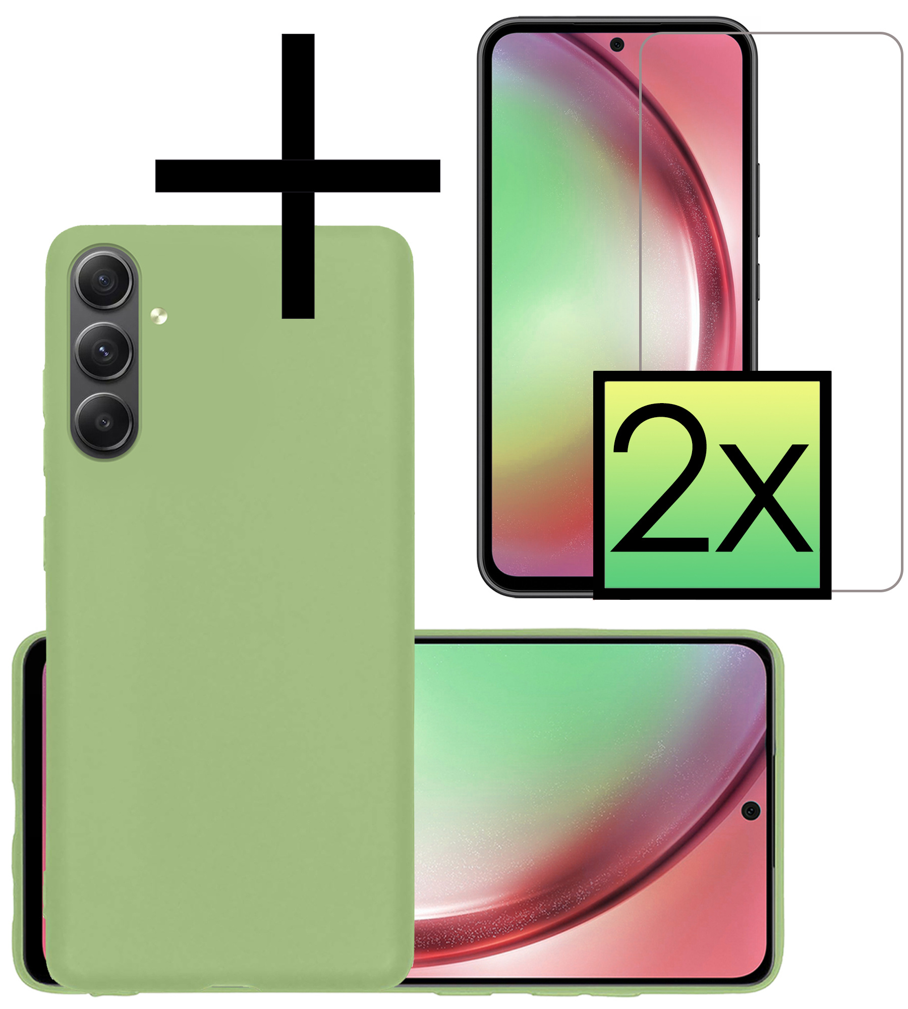 NoXx Hoes Geschikt voor Samsung A54 Hoesje Cover Siliconen Back Case Hoes Met 2x Screenprotector - Groen