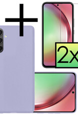 NoXx Hoes Geschikt voor Samsung A54 Hoesje Cover Siliconen Back Case Hoes Met 2x Screenprotector - Lila