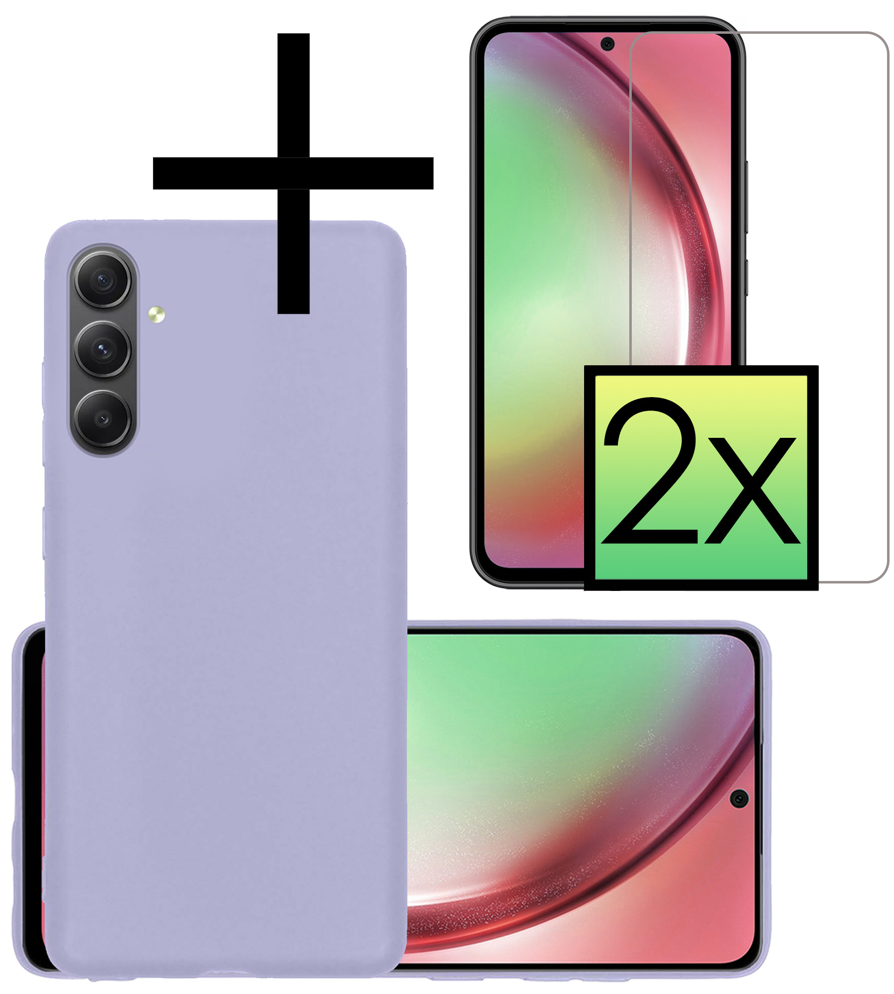 NoXx Hoes Geschikt voor Samsung A54 Hoesje Cover Siliconen Back Case Hoes Met 2x Screenprotector - Lila