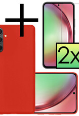 NoXx Hoes Geschikt voor Samsung A54 Hoesje Cover Siliconen Back Case Hoes Met 2x Screenprotector - Rood