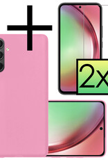 NoXx Hoes Geschikt voor Samsung A54 Hoesje Cover Siliconen Back Case Hoes Met 2x Screenprotector - Lichtroze