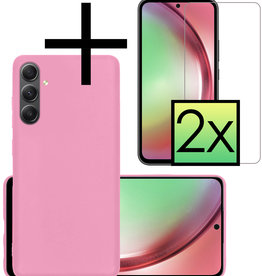 NoXx NoXx Samsung Galaxy A54 Hoesje Siliconen Met 2x Screenprotector - Lichtroze