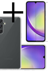 NoXx Hoes Geschikt voor Samsung A34 Hoesje Cover Siliconen Back Case Hoes Met Screenprotector - Transparant